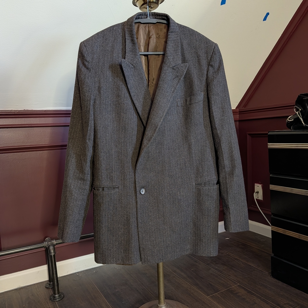 DUCATTI Hand Tailored Double Breasted Speckled Striped Jacket Coat